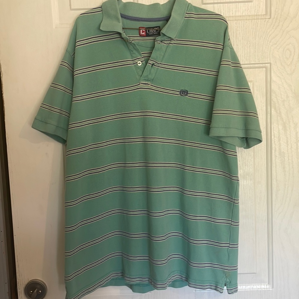 Chaps Sz: XL Men’s Mint Green w/ Navy Stripe Polo Shirt - Picture 1 of 4